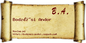 Bodzási Andor névjegykártya
